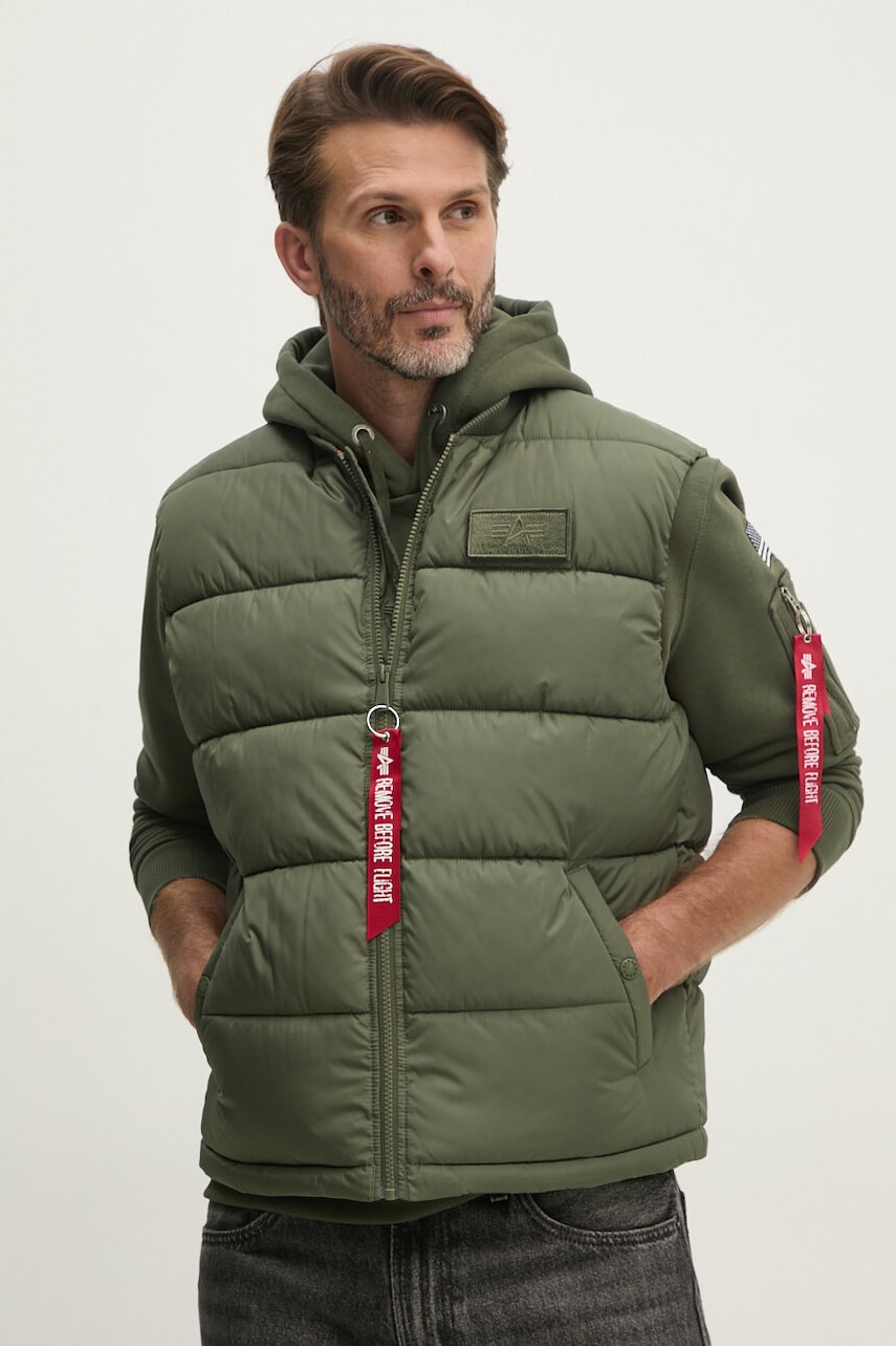 Alpha Industries vesta barbati, culoarea verde, de iarna, 118109 Alpha Industries vesta barbati, culoarea verde, de iarna, 118109