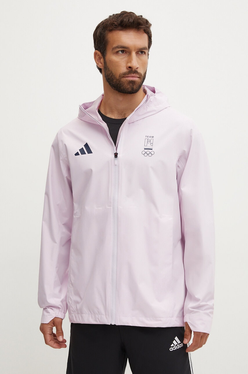 adidas Performance geaca de ploaie Polska barbati, culoarea roz, JD8022
