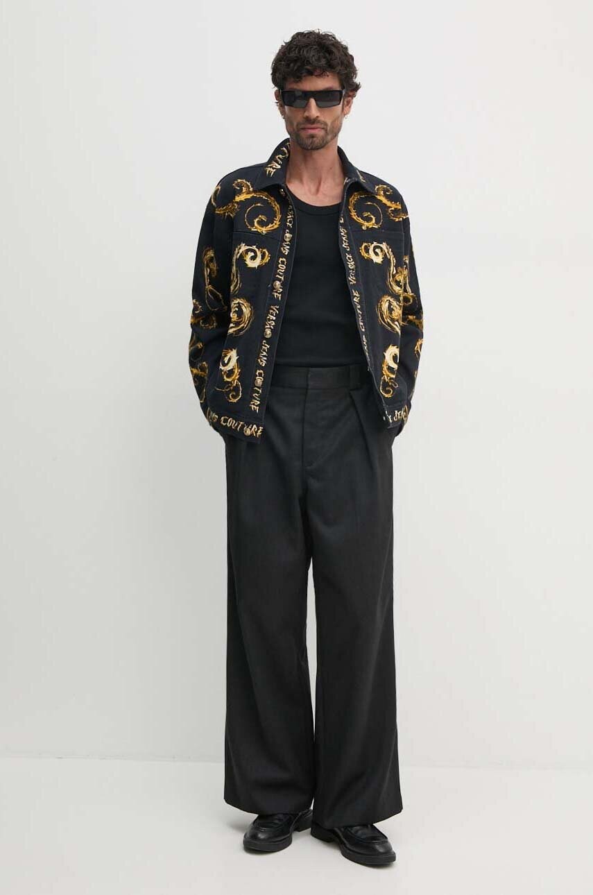 Τζιν μπουφάν Versace Jeans Couture ανδρικό, χρώμα: μαύρο, 77GAS40P ES125LO1 φωτογραφία