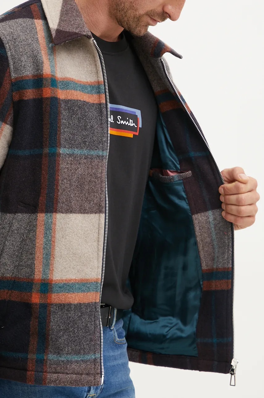 Вовняна куртка PS Paul Smith колір коричневий перехідна M2R.111Z.N22206 