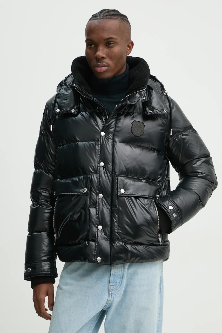 The Kooples geaca de puf barbati, culoarea negru, de iarna, oversize, HDOU29002K The Kooples geaca de puf barbati, culoarea negru, de iarna, oversize, HDOU29002K