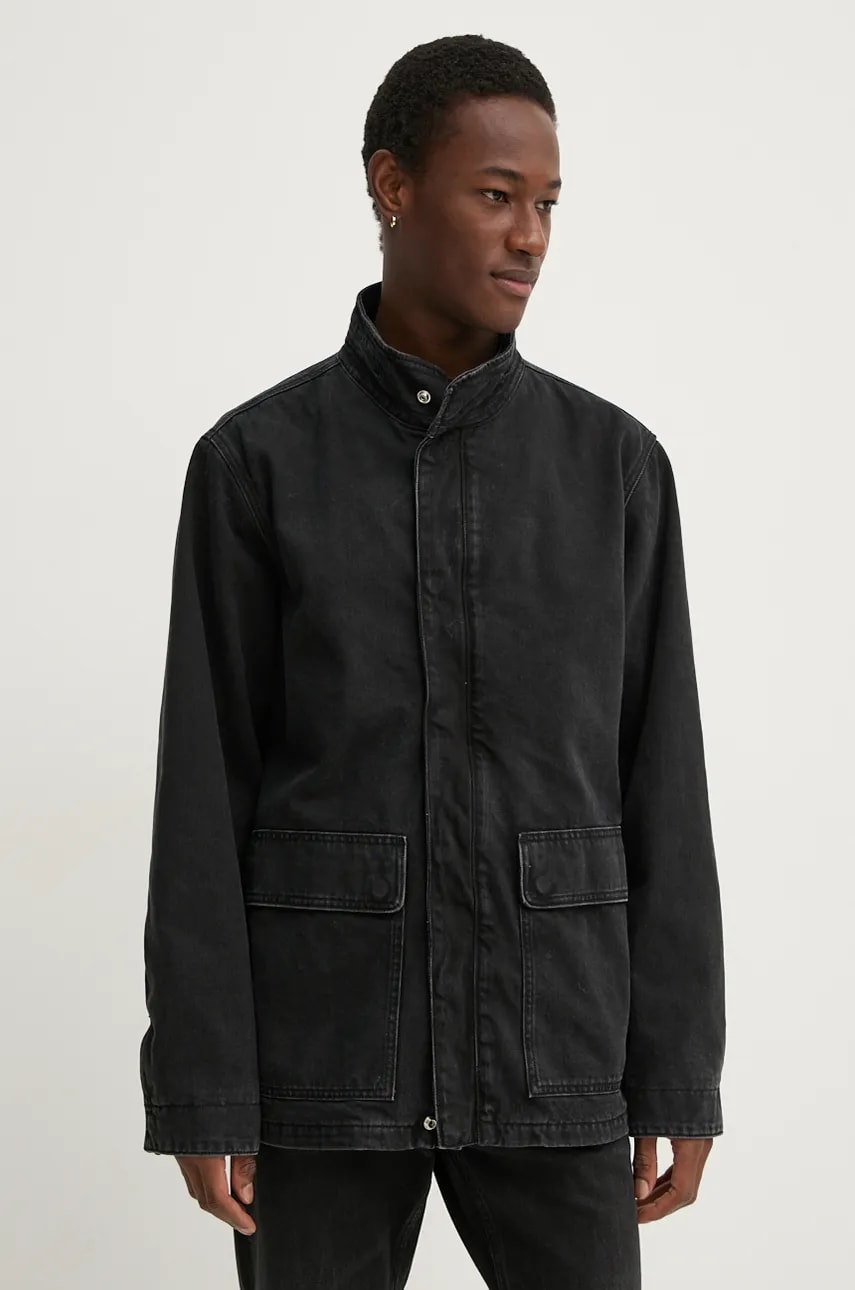 Sunflower geacă din denim bărbați, culoarea negru, de tranziție, 5196