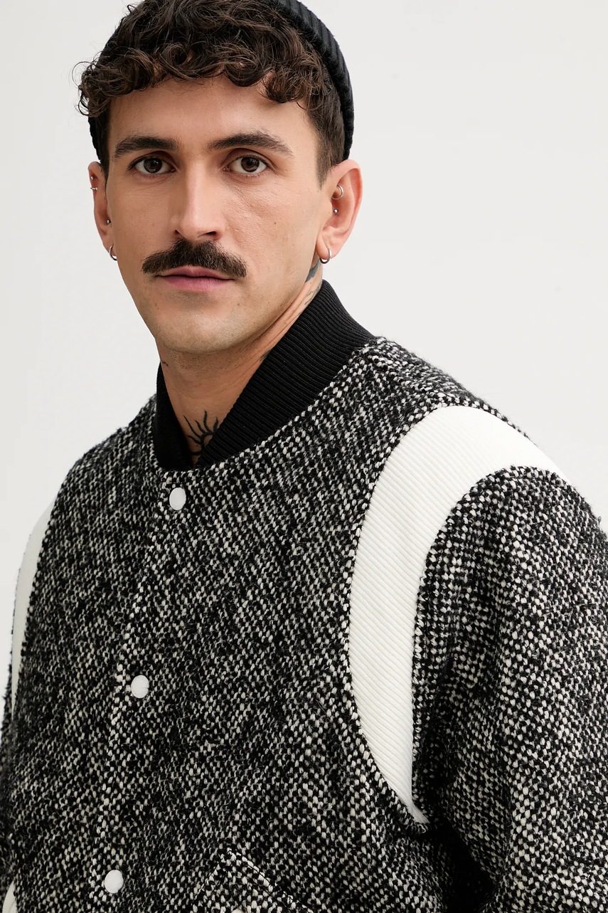 Bomber μπουφάν από μαλλί Kenzo Wool Varsity Jacket χρώμα: μαύρο, FE65BL1489OX.99 φωτογραφία