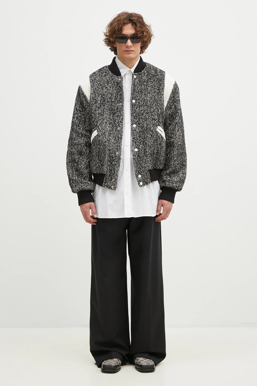 Bomber μπουφάν από μαλλί Kenzo Wool Varsity Jacket χρώμα: μαύρο, FE65BL1489OX.99 φωτογραφία