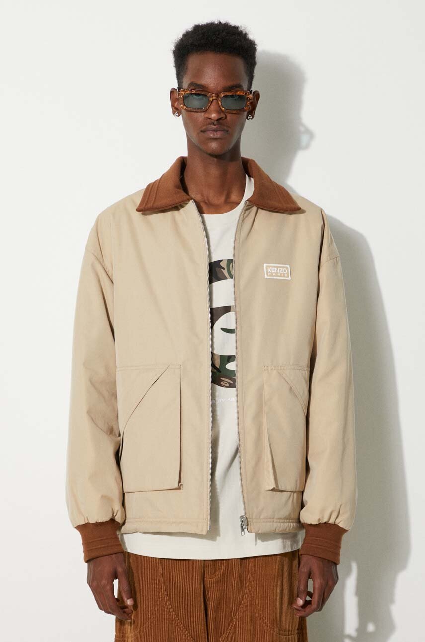 Μπουφάν δυο όψεων Kenzo Reversible Elevated Coach Jacket ανδρικό, χρώμα: μπεζ, FE65BL0639OI.11 φωτογραφία