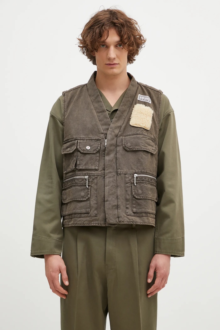 Kenzo bezrękawnik bawełniany Multipocket Gilet