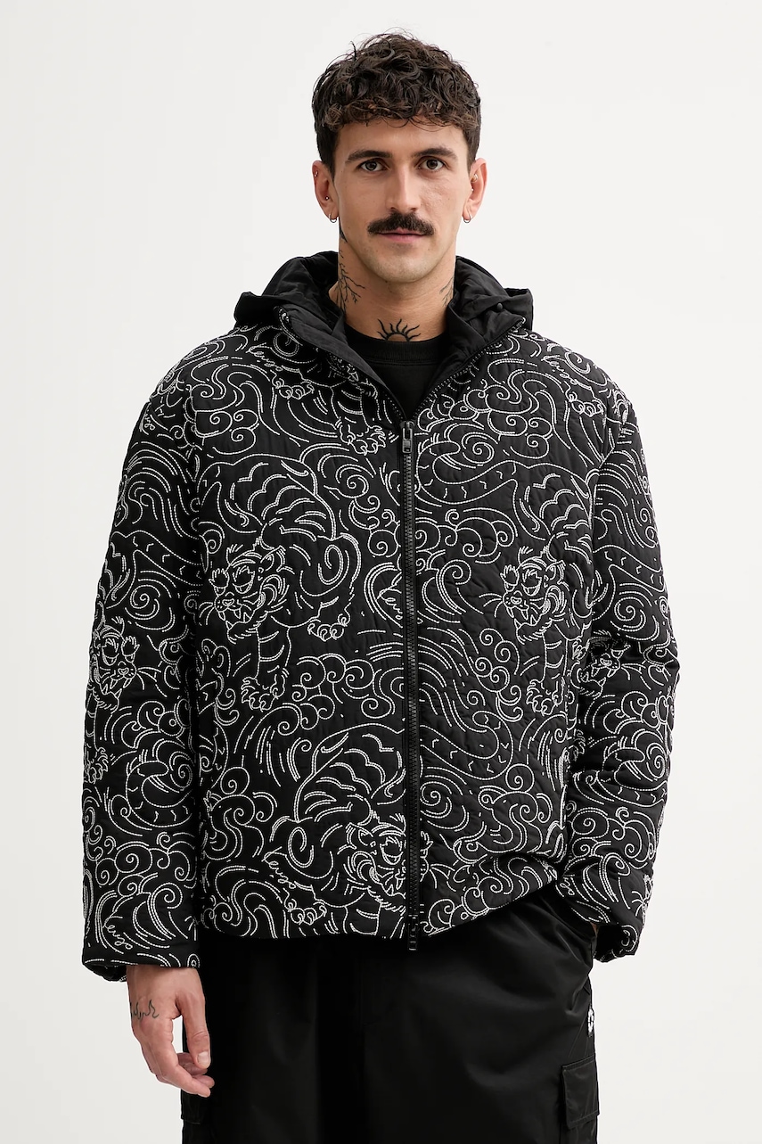 Kenzo geacă Star Tiger Down Jacket bărbați, culoarea negru, de iarnă, FE65OU1439NN.99