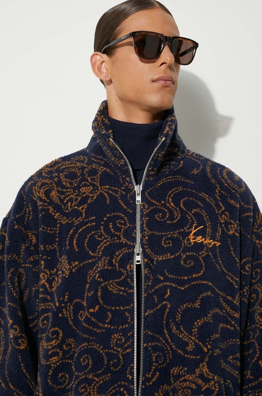 Kenzo hanorac fleece Star Tiger Jacket culoarea albastru marin, modelator, FE65BL2094FB.79