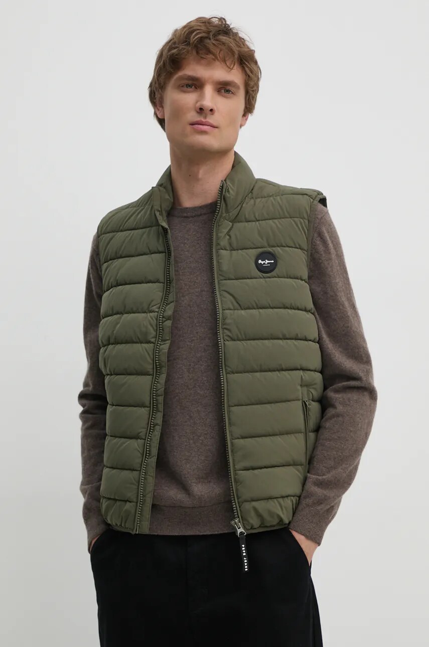 Pepe Jeans vesta TOBY barbati, culoarea verde, de tranzitie, PM403028