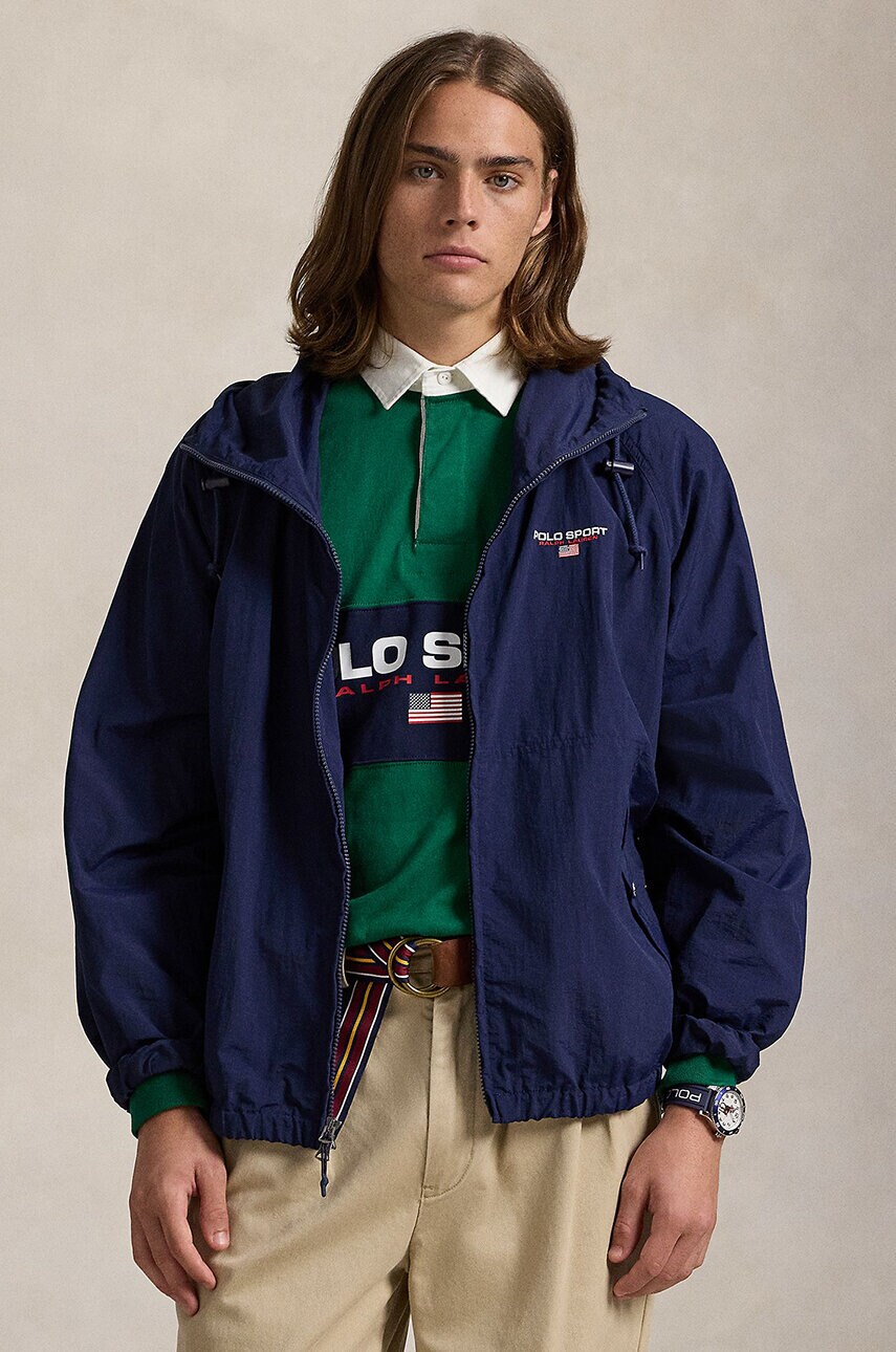 Levně Nepromokavá bunda Polo Ralph Lauren pánská, tmavomodrá barva, přechodná, 710961162