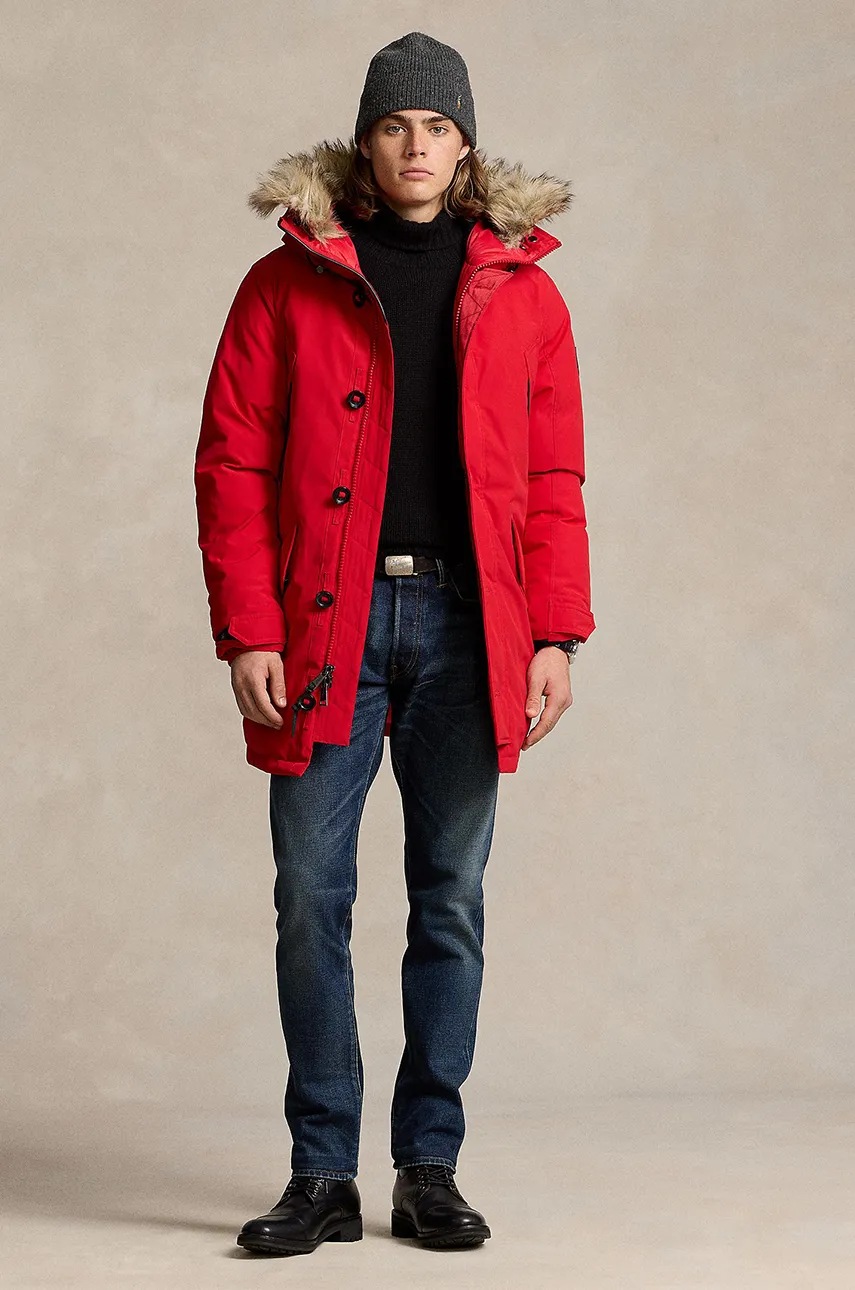 Пухова куртка Polo Ralph Lauren чоловіча колір червоний зимова 710940235 