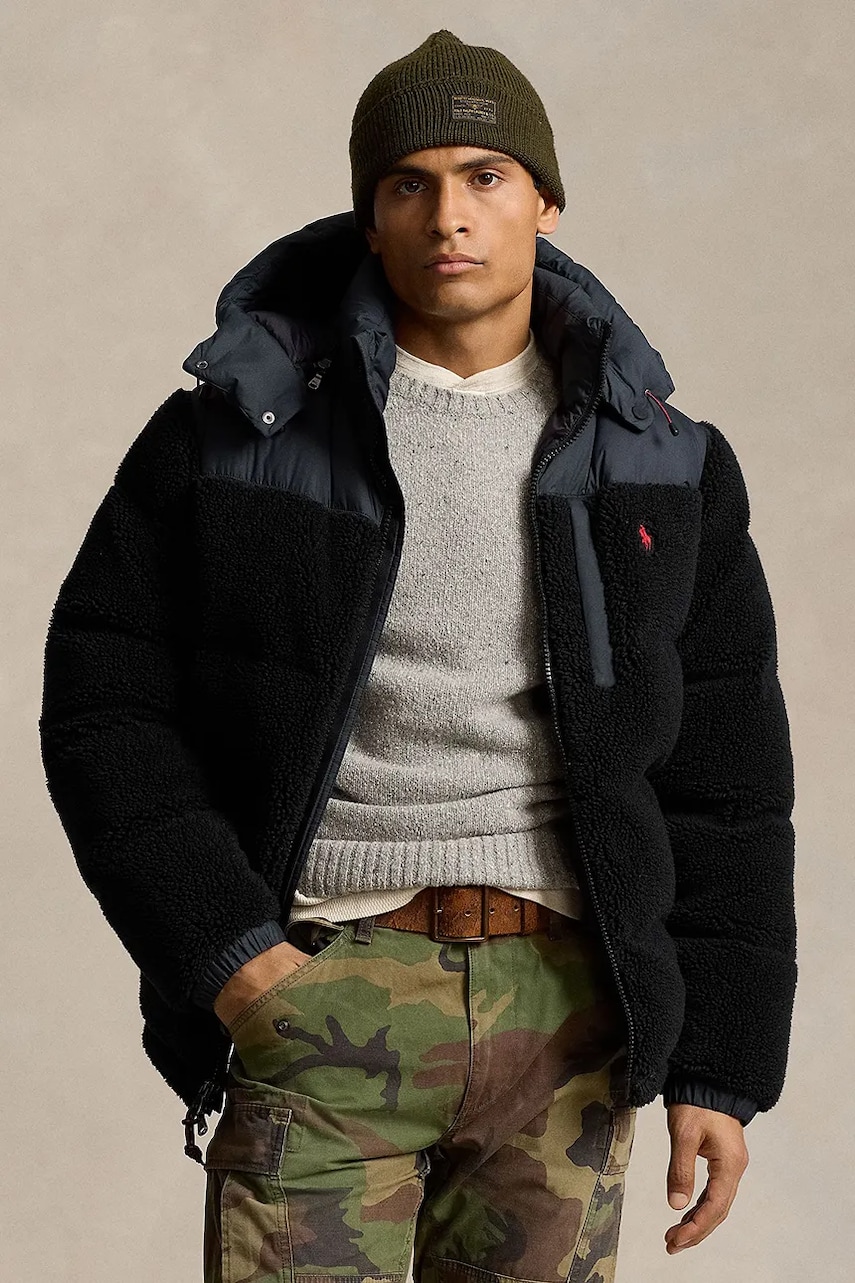 Levně Péřová bunda Polo Ralph Lauren pánská, černá barva, zimní, 710945418