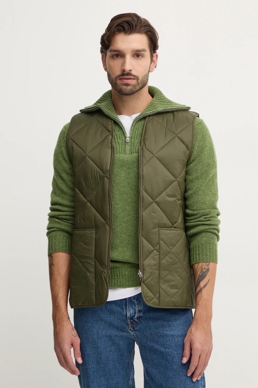 Barbour vesta cu doua fete Large Box Quilted Liner barbati, culoarea verde, de tranzitie, MLI0057 Barbour vesta cu doua fete Large Box Quilted Liner barbati, culoarea verde, de tranzitie, MLI0057