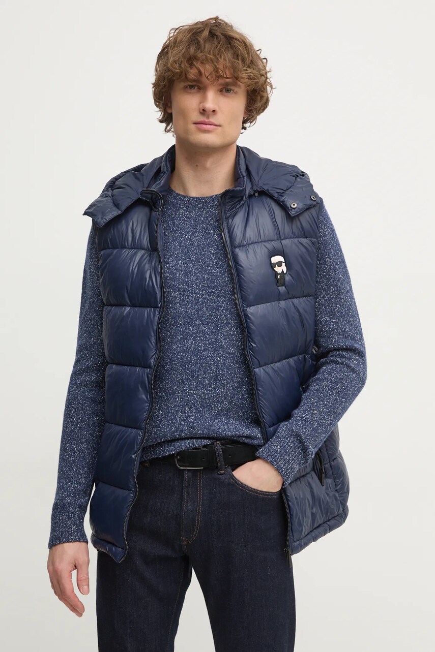 Karl Lagerfeld vesta barbati, culoarea albastru marin, de tranzitie, 544590.505023