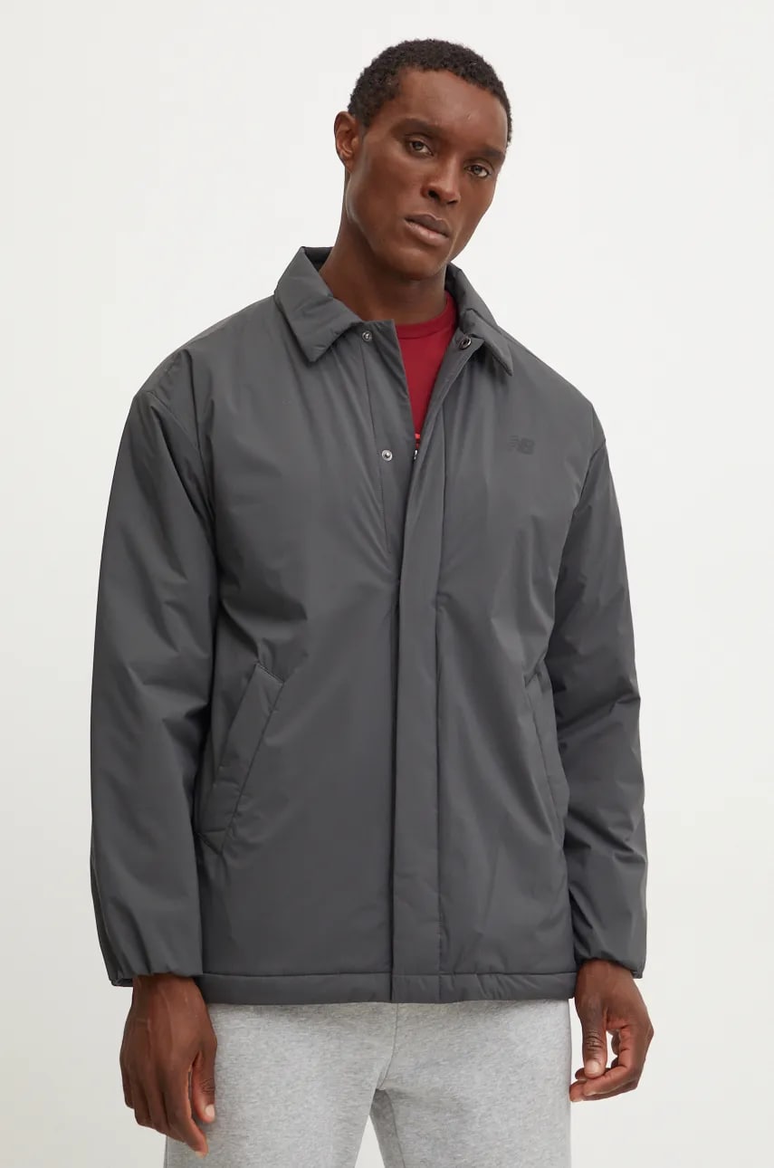 New Balance geaca Coaches Jacket barbati, culoarea gri, de tranzitie, MJ43504ACK New Balance geaca Coaches Jacket barbati, culoarea gri, de tranzitie, MJ43504ACK