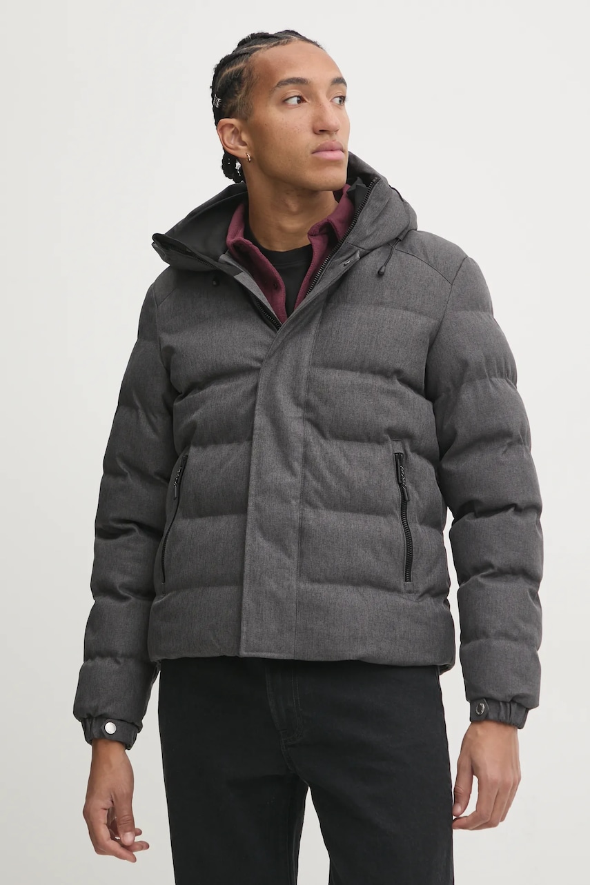 Superdry geaca barbati, culoarea gri, de iarna, M5011898A-07Q Superdry geaca barbati, culoarea gri, de iarna, M5011898A-07Q