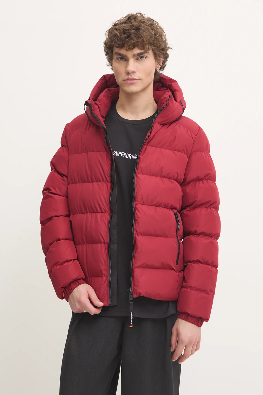 Superdry geaca barbati, culoarea bordo, de iarna, M5011905A-Z6Q
