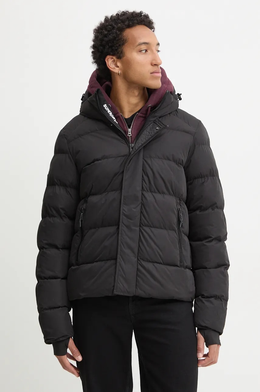 Superdry geaca barbati, culoarea negru, de iarna, M5011907A-02A