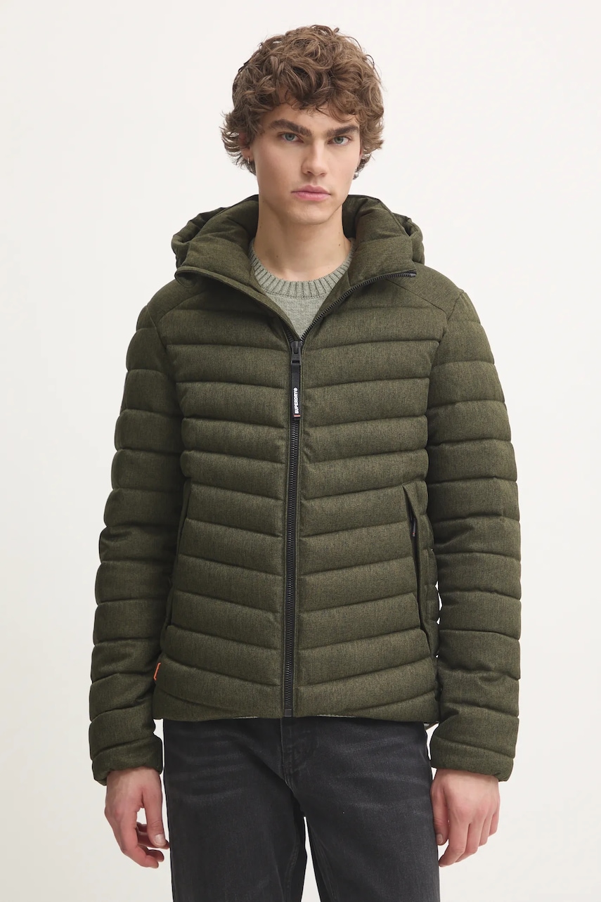Superdry geaca barbati, culoarea verde, de iarna, M5011914A-1LS Superdry geaca barbati, culoarea verde, de iarna, M5011914A-1LS