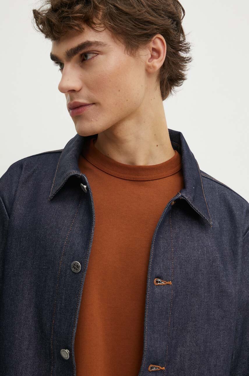 Джинсова куртка A.P.C. veste kerlouan logo brodee чоловіча колір синій перехідна COZZI.H03205 