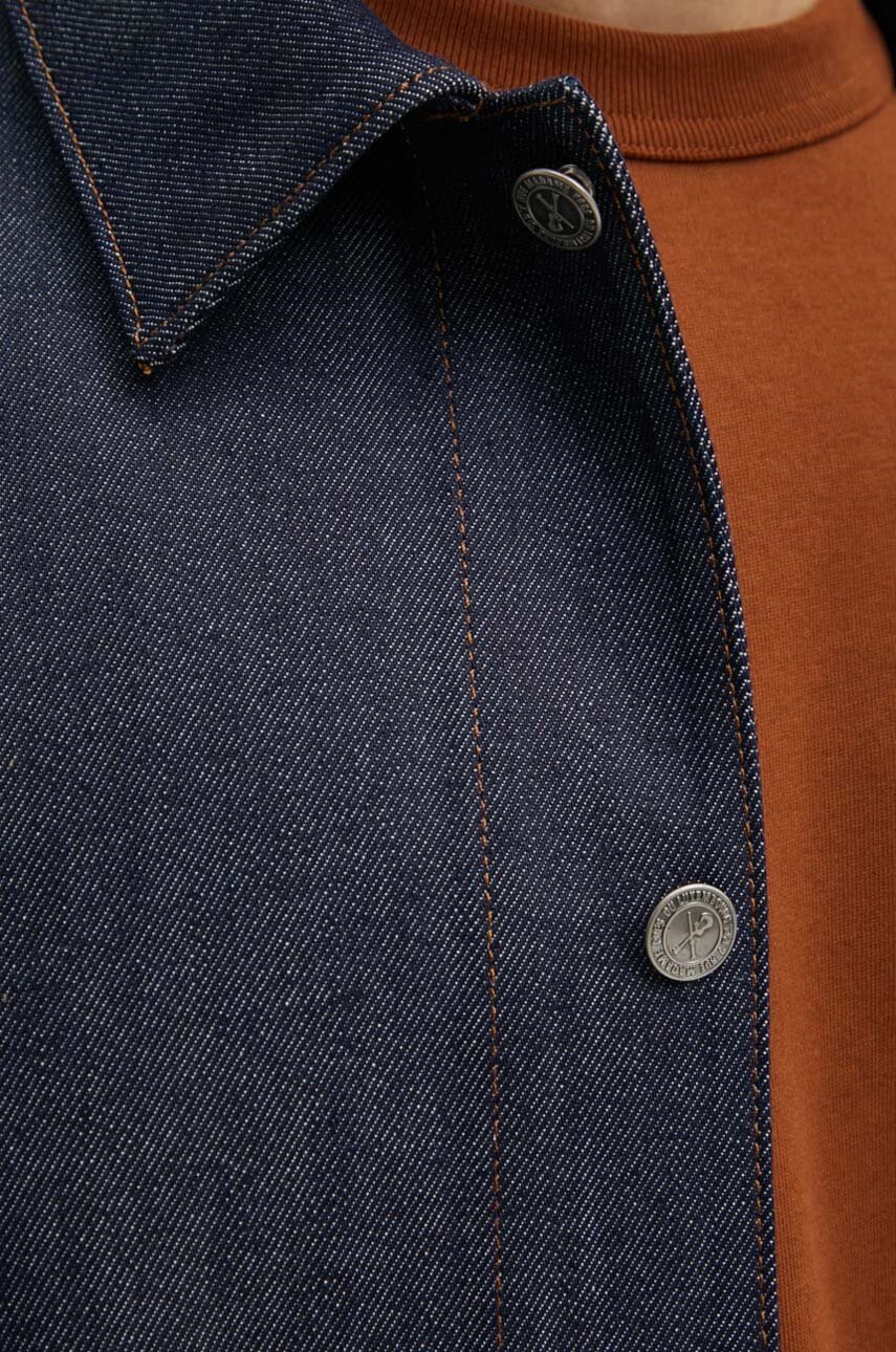 Джинсова куртка A.P.C. veste kerlouan logo brodee чоловіча колір синій перехідна COZZI.H03205 