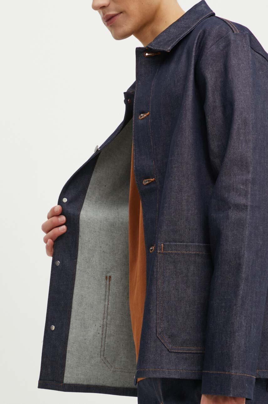 Джинсова куртка A.P.C. veste kerlouan logo brodee чоловіча колір синій перехідна COZZI.H03205 