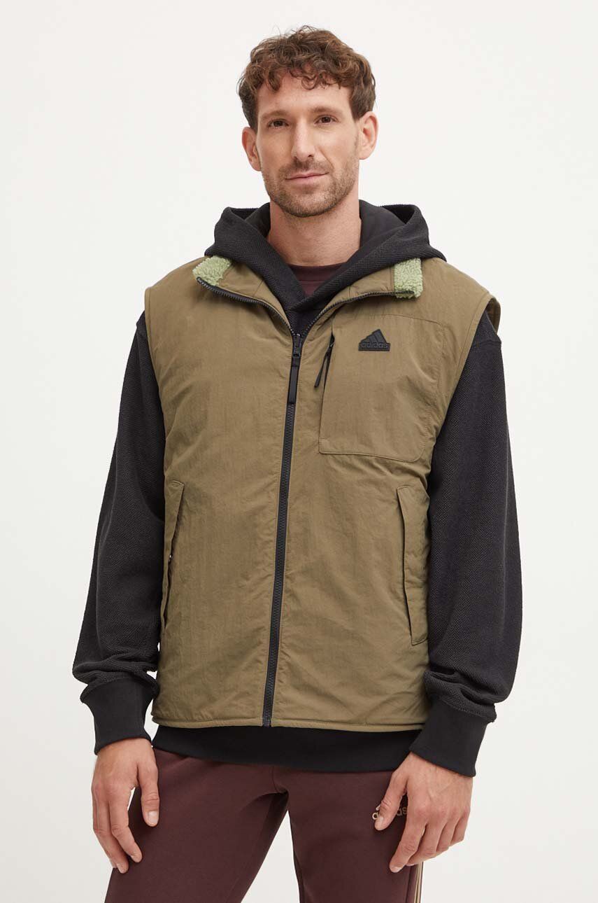 adidas vesta cu doua fete City Escape barbati, culoarea verde, de tranzitie, IZ4659
