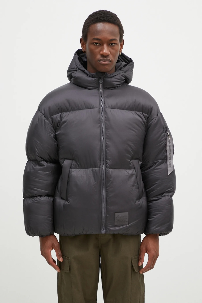 Alpha Industries geacă Cloud Puffer Bomber bărbați, culoarea gri, de iarnă, oversized, 148130