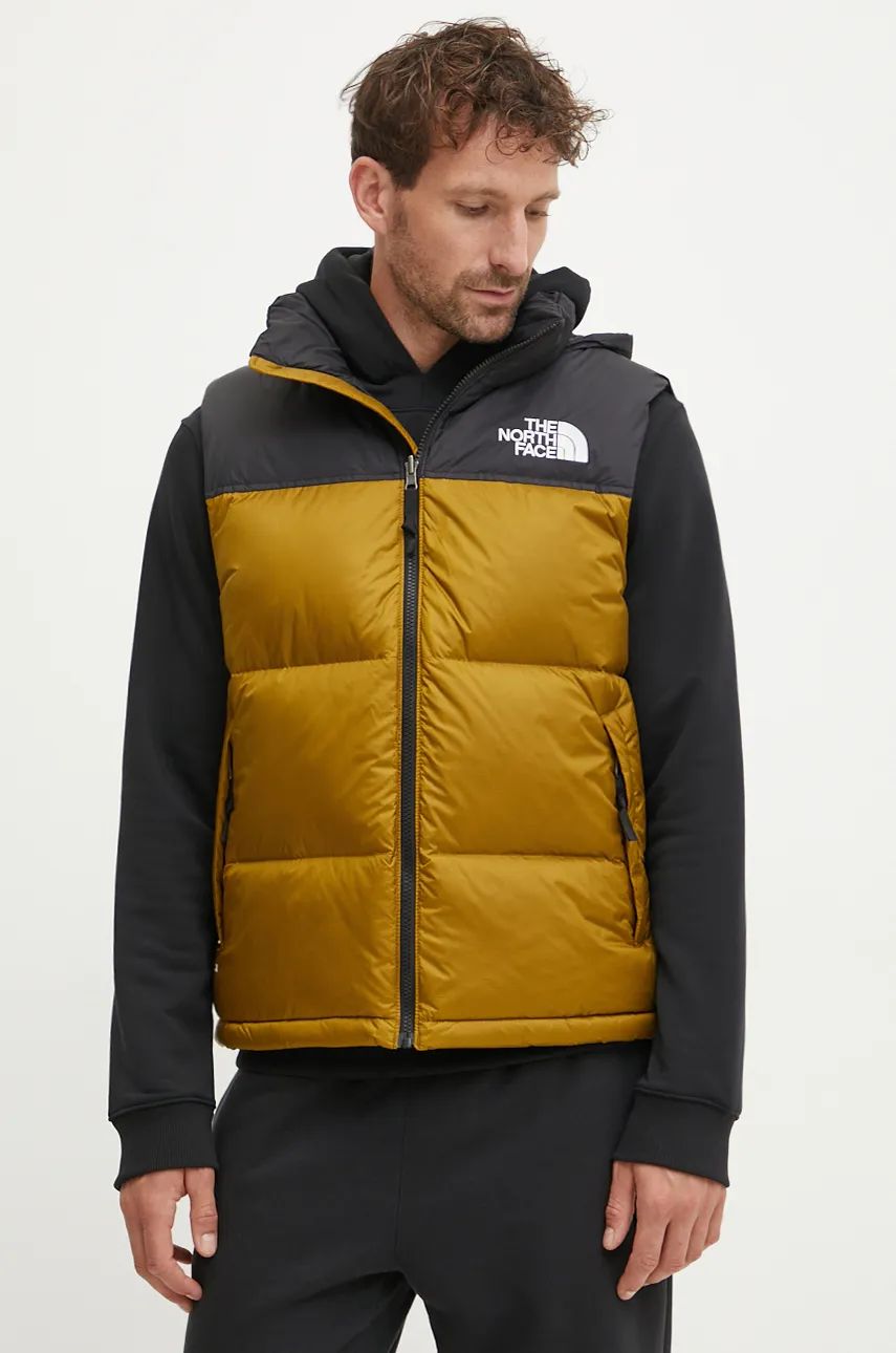 The North Face vesta de puf 1996 Retro Nuptse barbati, culoarea verde, de iarna, NF0A3JQQ5HO1