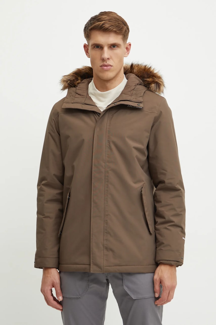The North Face geaca Zaneck barbati, culoarea maro, de iarna, NF0A4M8H1OI1 The North Face geaca Zaneck barbati, culoarea maro, de iarna, NF0A4M8H1OI1