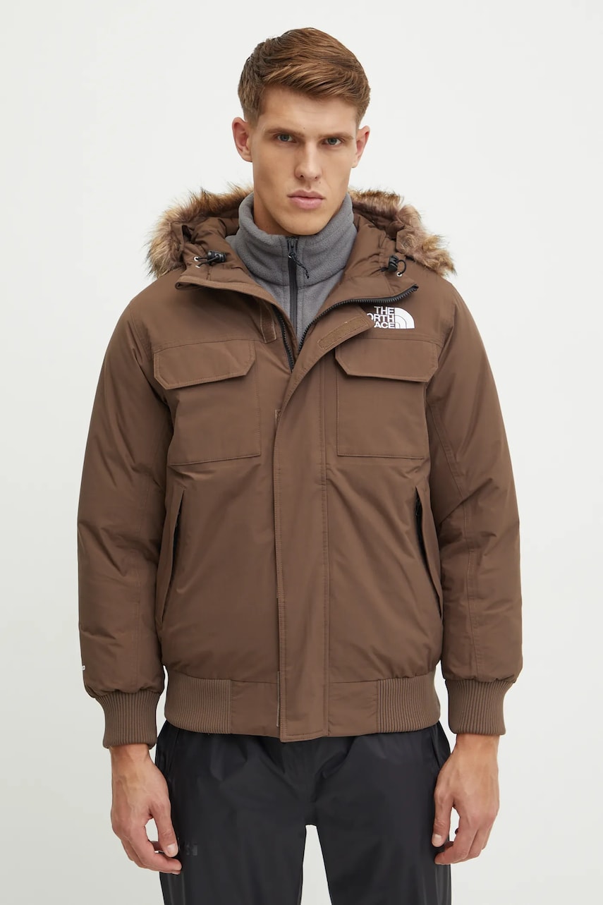 The North Face geaca de puf McMurdo Bomber barbati, culoarea maro, de iarna, NF0A5GD91OI1 The North Face geaca de puf McMurdo Bomber barbati, culoarea maro, de iarna, NF0A5GD91OI1