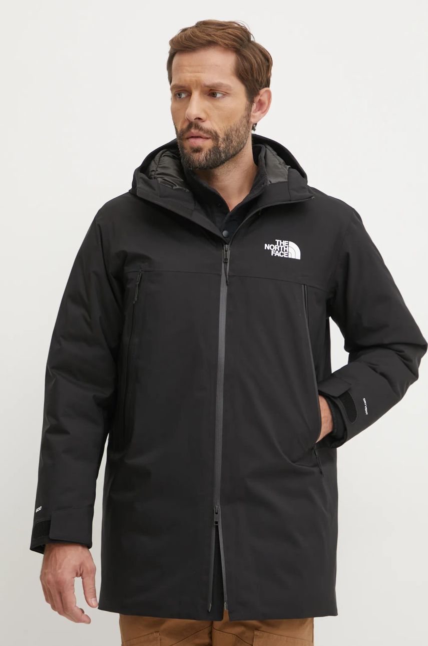 The North Face geaca de puf MTN Range barbati, culoarea negru, de tranzitie, NF0A88WEJK31