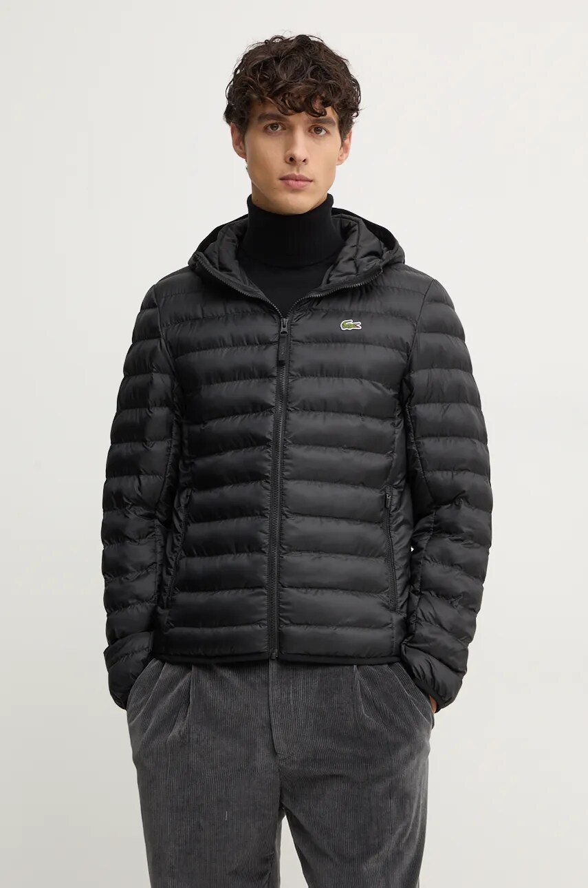 Lacoste geaca barbati, culoarea negru, de tranzitie, BH2909