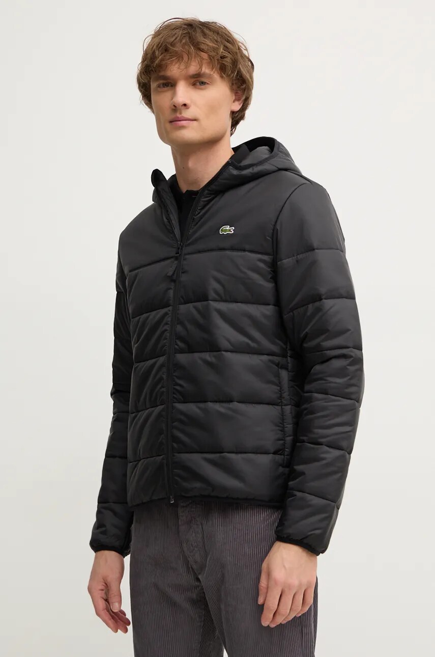 Lacoste geaca barbati, culoarea negru, de tranzitie, BH6763