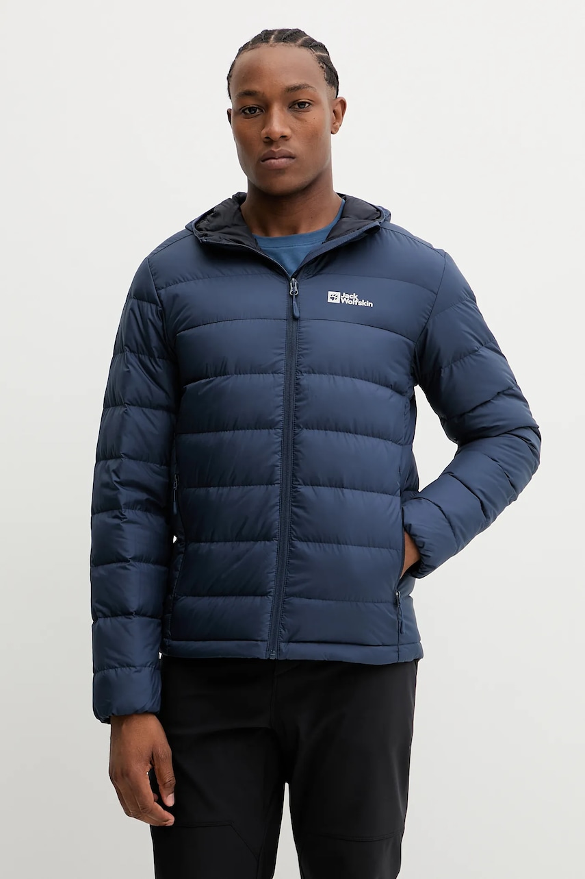 Levně Péřová sportovní bunda Jack Wolfskin Ather Down šedá barva, 1207671