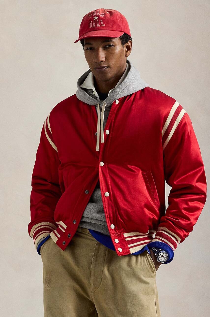 Levně Bunda Polo Ralph Lauren Varsity Jacket pánská, červená barva, přechodná, 710949940