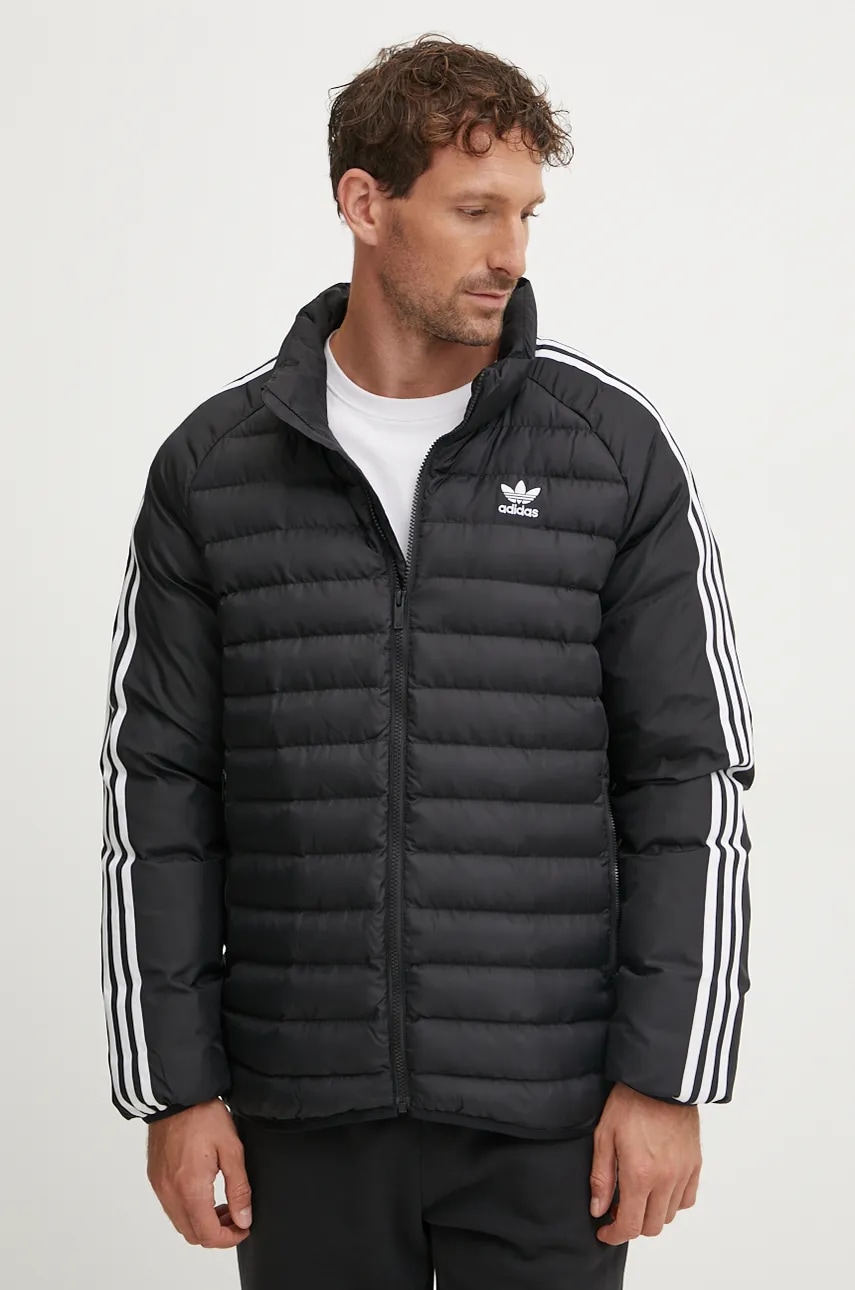 adidas Originals geacă Padded Coll barbati, culoarea negru, de tranzitie, IZ1835 adidas Originals geacă Padded Coll barbati, culoarea negru, de tranzitie, IZ1835