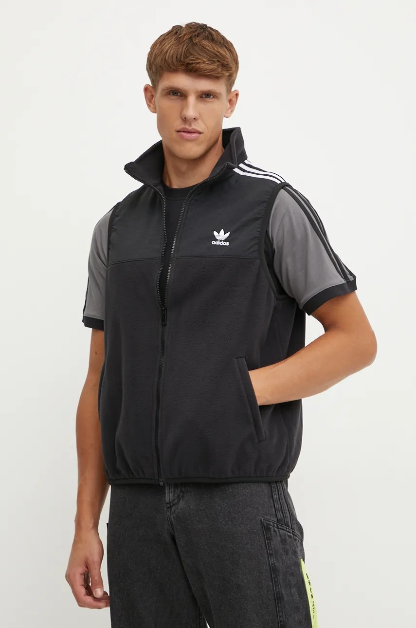 adidas Originals vestă Fleece Vest barbati, culoarea negru, de tranzitie, IZ4799
