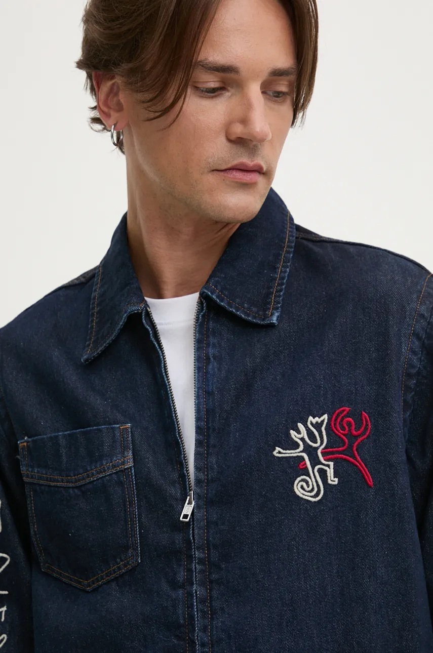 Τζιν μπουφάν Desigual AARON ανδρικό, χρώμα: ναυτικό μπλε, 24WMED01 φωτογραφία