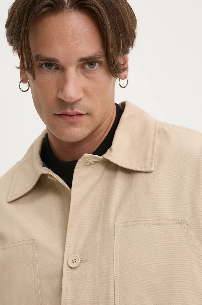 Βαμβακερό σακάκι Desigual IDAHO χρώμα: μπεζ, 24WMEW10 φωτογραφία