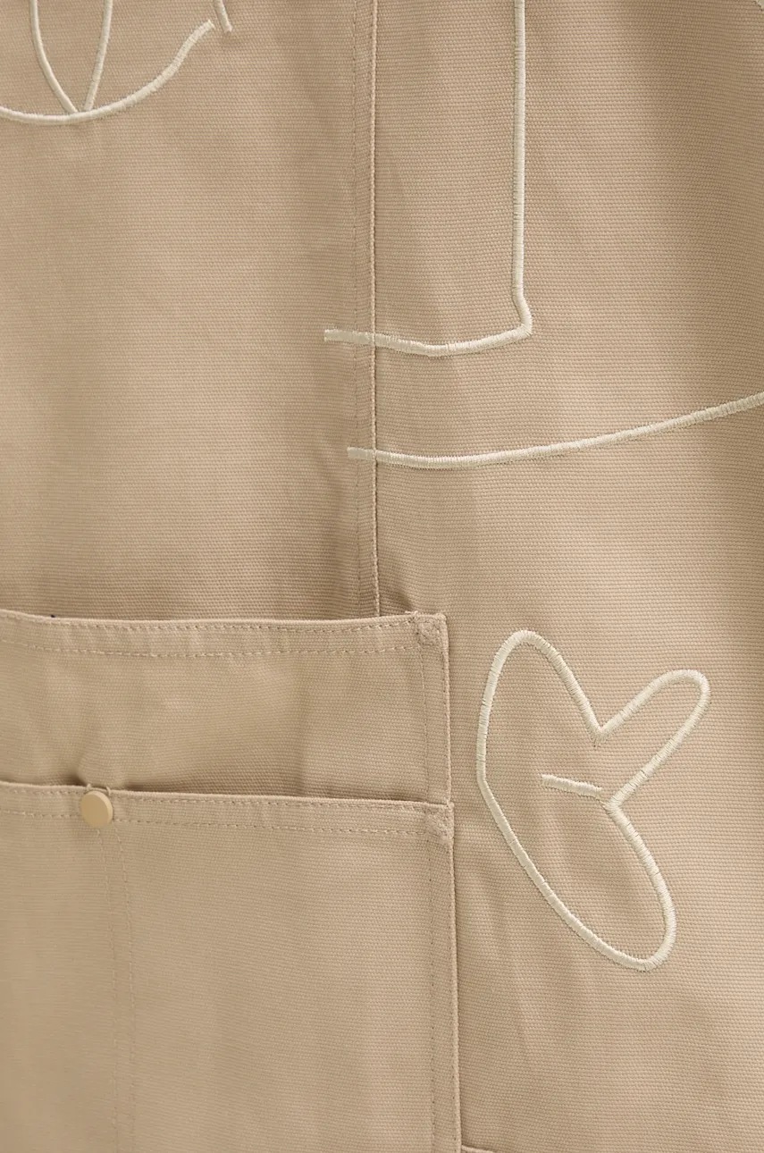 Βαμβακερό σακάκι Desigual IDAHO χρώμα: μπεζ, 24WMEW10 φωτογραφία