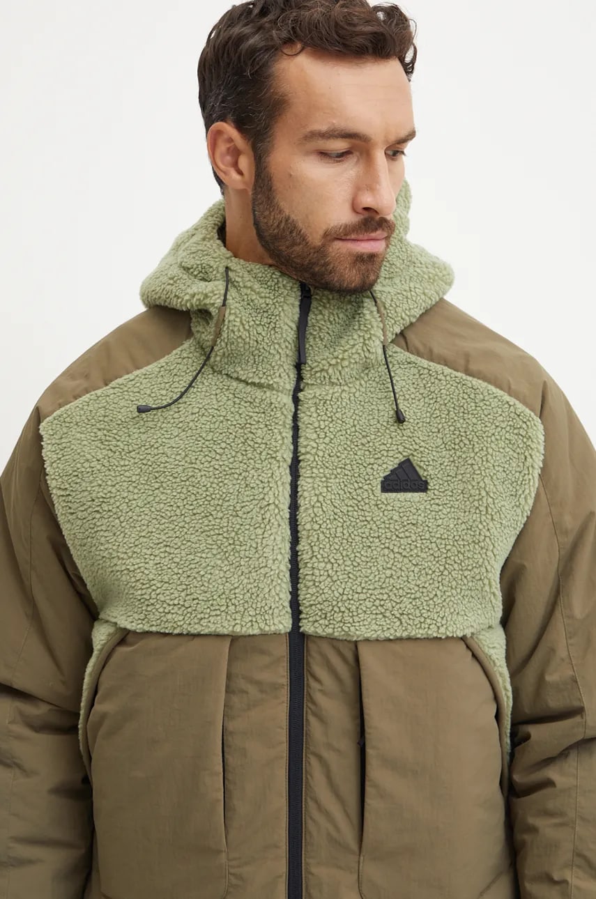 adidas geaca City Escape barbati, culoarea verde, de iarna, oversize, IZ4661 adidas geaca City Escape barbati, culoarea verde, de iarna, oversize, IZ4661