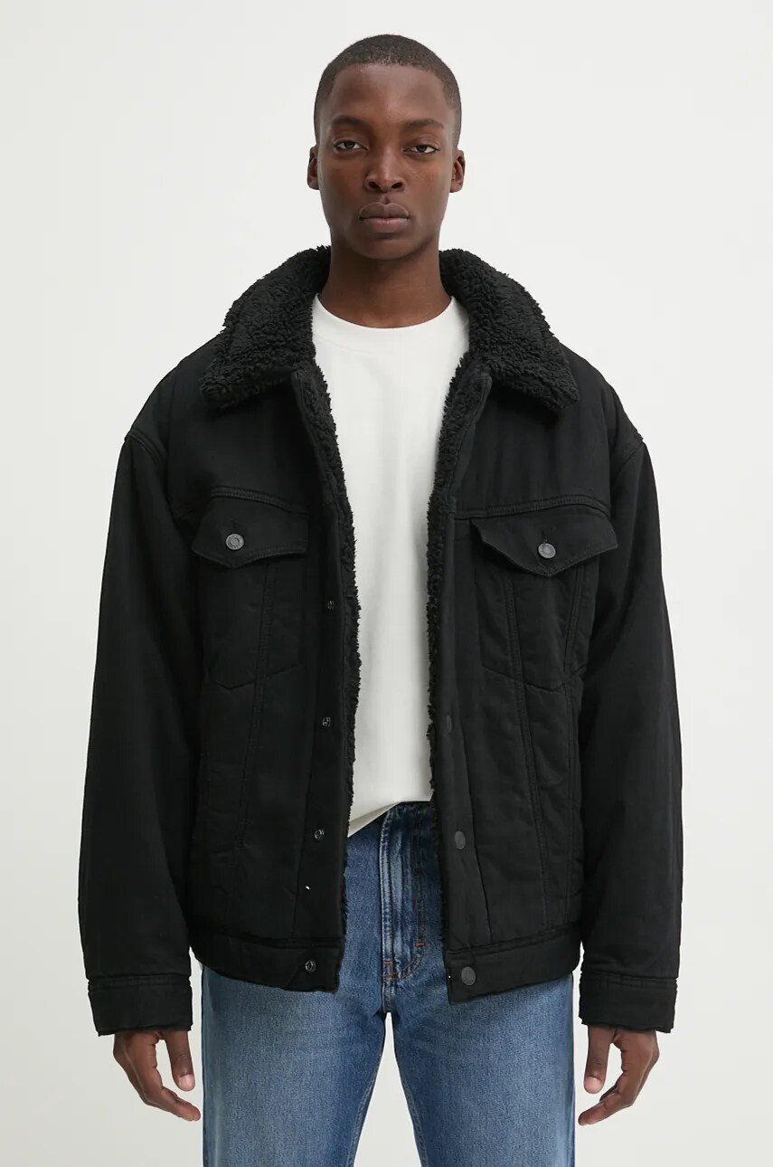HUGO geaca cu doua fete barbati, culoarea negru, de tranzitie, oversize, 50522633