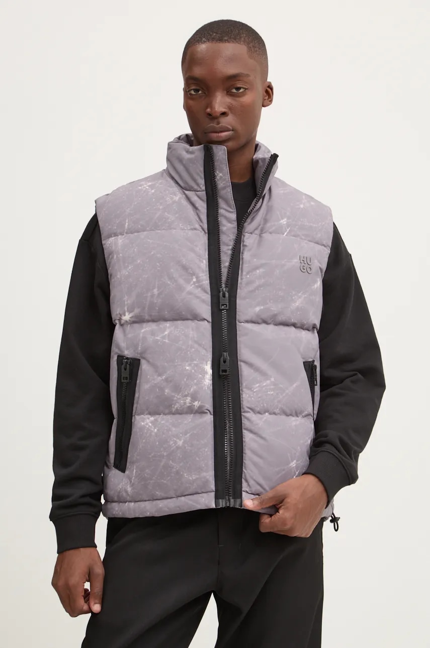 HUGO vesta de puf barbati, culoarea gri, de iarna, 50521497