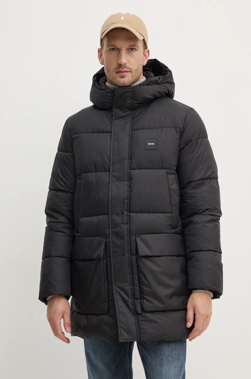Levně Bunda Calvin Klein pánská, černá barva, zimní, K10K113465