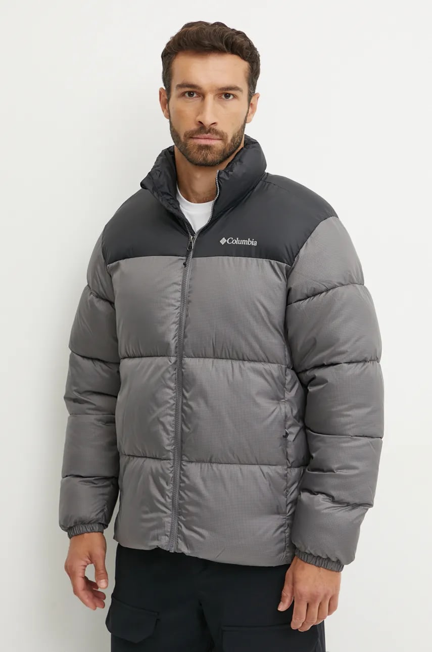 Columbia geaca Puffect barbati, culoarea gri, de iarna, 2086861 Columbia geaca Puffect barbati, culoarea gri, de iarna, 2086861