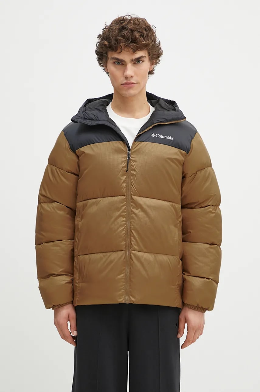 Columbia geaca Puffect barbati, culoarea maro, de iarna, 2086851 Columbia geaca Puffect barbati, culoarea maro, de iarna, 2086851