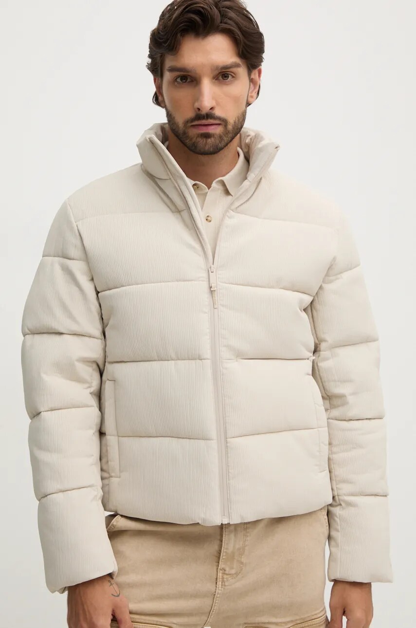 Levně Bunda Calvin Klein pánská, béžová barva, zimní, K10K113458