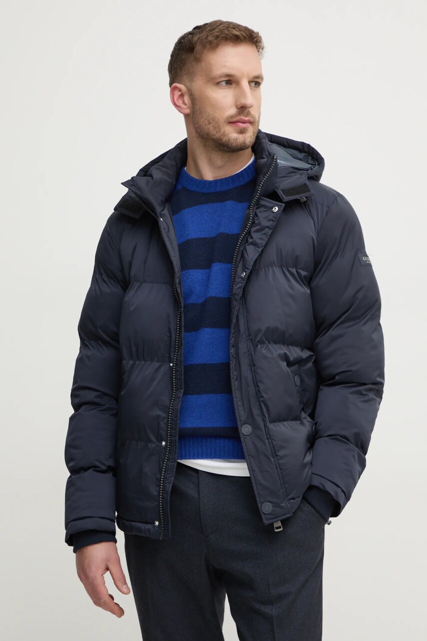 Levně Bunda Guess pánská, tmavomodrá barva, zimní, M4BL21.WGJ42