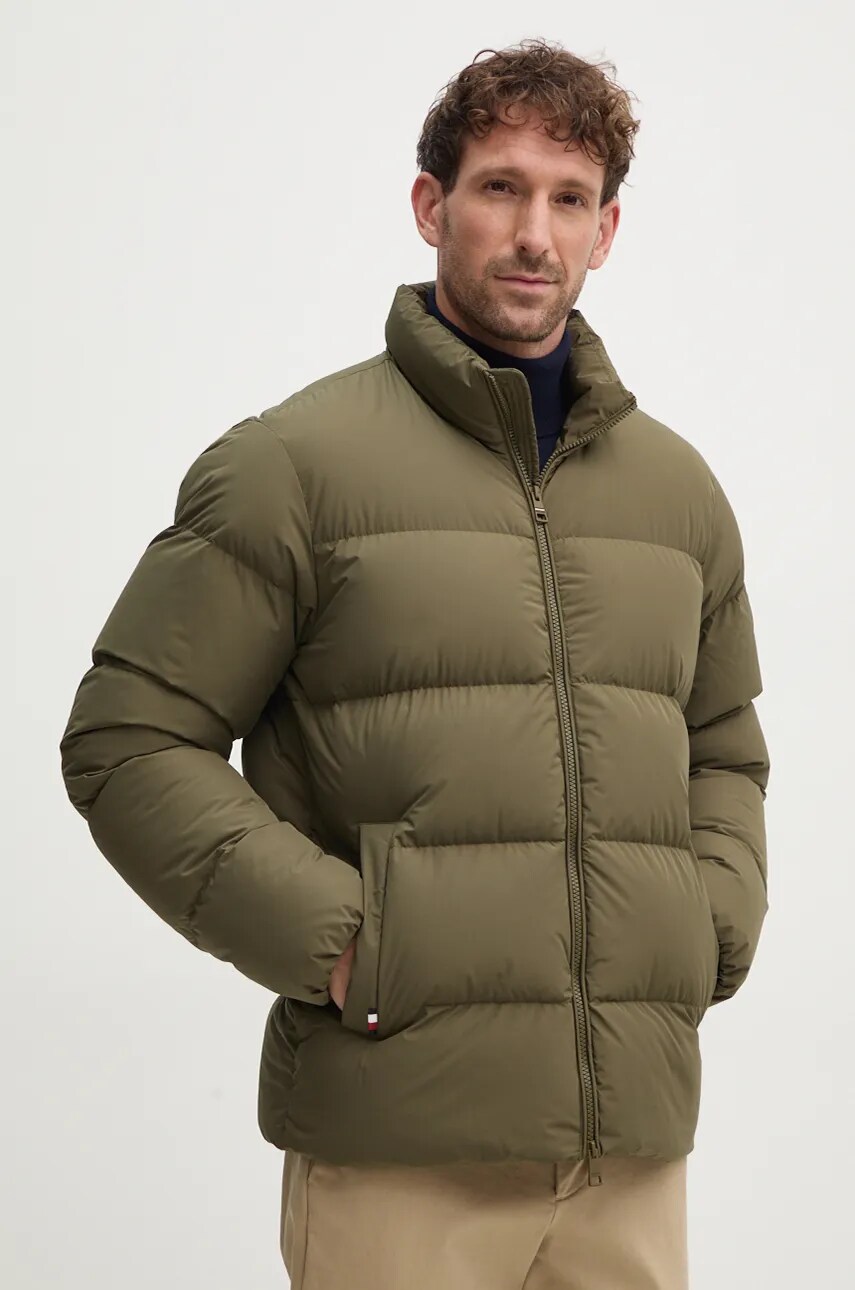 Levně Péřová bunda Tommy Hilfiger pánská, zelená barva, zimní, MW0MW36666